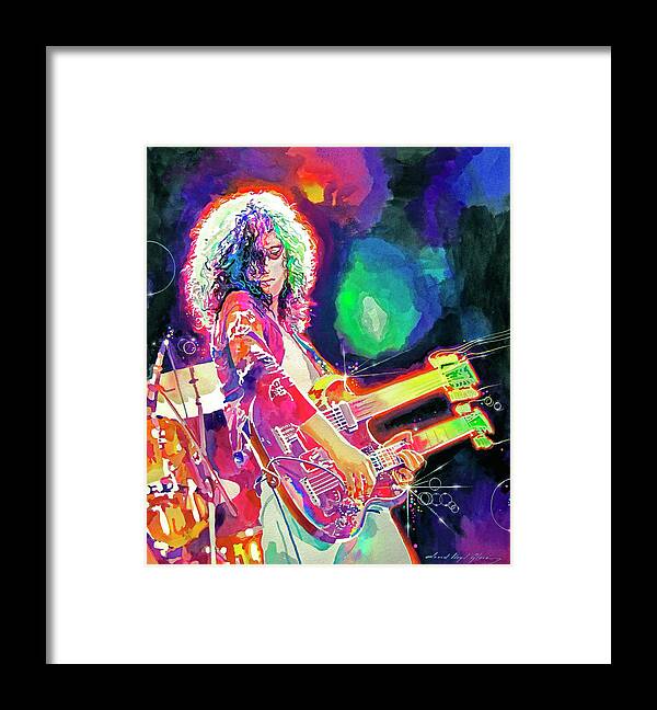 Jimmy Page Framed Print featuring the painting Rain Song Jimmy Page by David Lloyd Glover