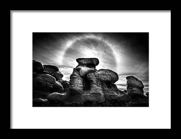 Bland & White Framed Print featuring the photograph Rainbow Around the Goblins by Mark Gomez