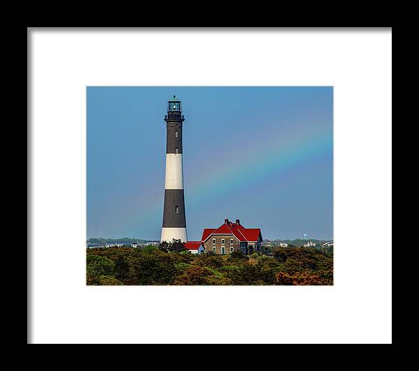 Lighthouse Framed Print featuring the photograph Rainbow At The Lighthouse by Cathy Kovarik