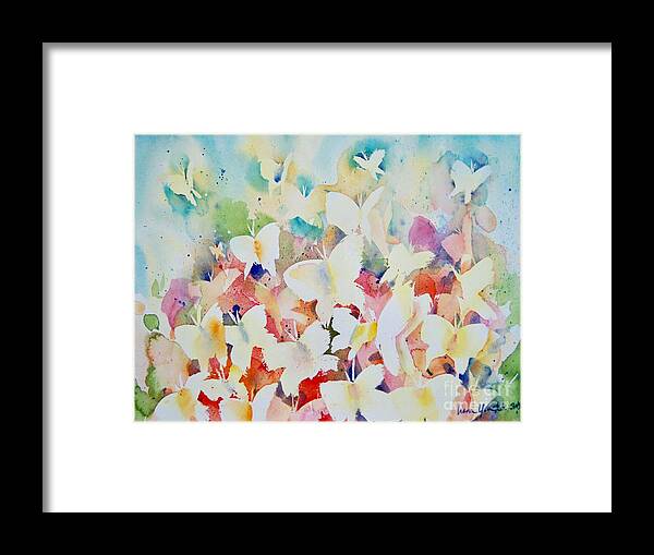 Butterfly Framed Print featuring the painting Rainbow Butterflies by Liana Yarckin