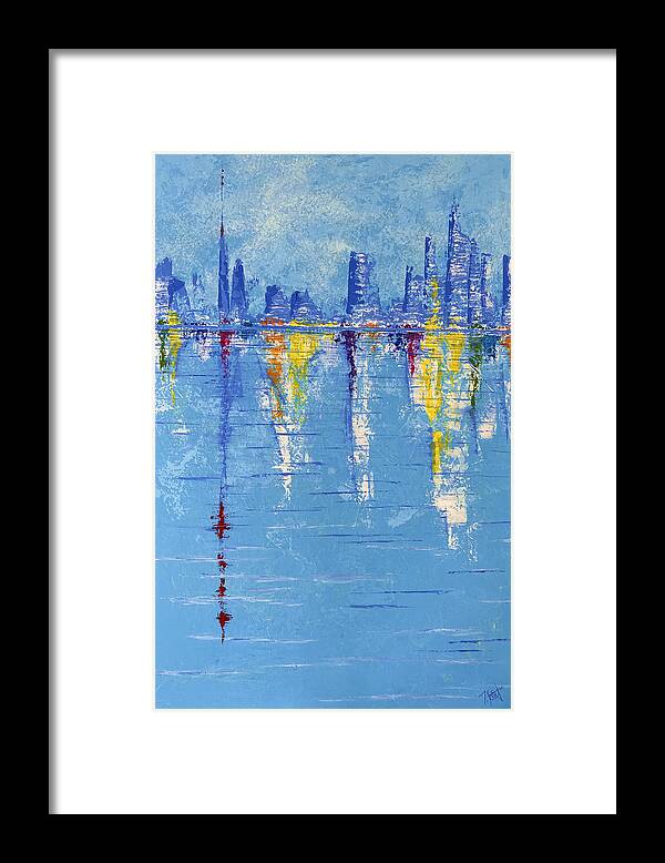 Abstract Framed Print featuring the painting Rainbow City by Tes Scholtz