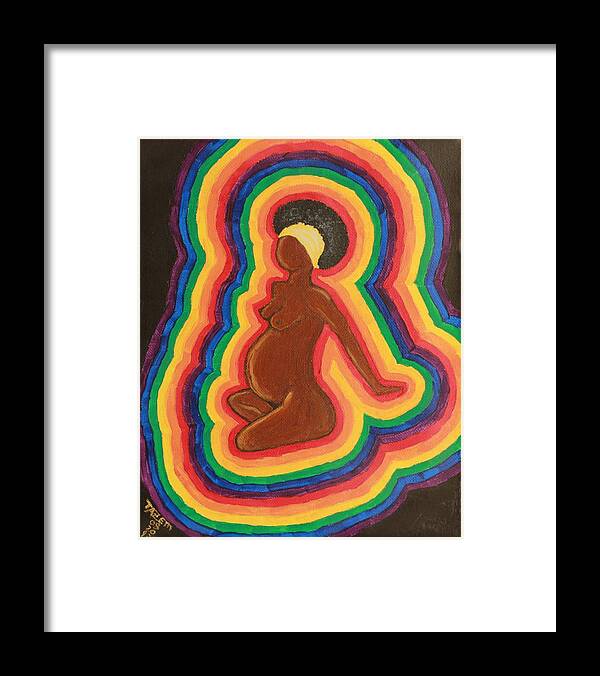 Pregnant Framed Print featuring the painting Rainbow Groove by TAZEM Art