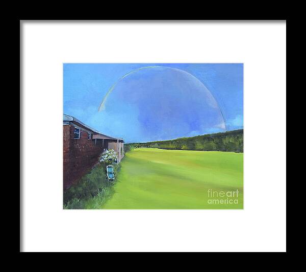  Framed Print featuring the painting Rainbow House by Jan Dappen