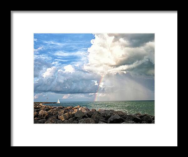 Rainbow Framed Print featuring the photograph Rainbow In The Storm by Scott Olsen