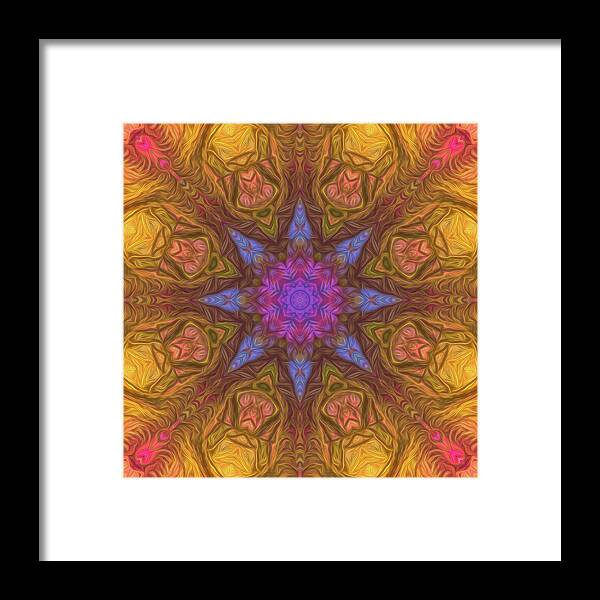 Mandala Framed Print featuring the digital art Rainbow Pitch Pine Mandala 03 by Beth Venner