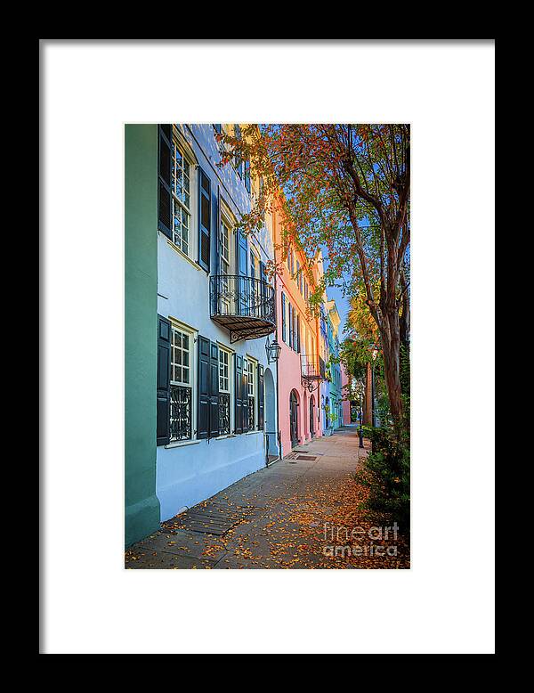 America Framed Print featuring the photograph Rainbow Row Homes by Inge Johnsson