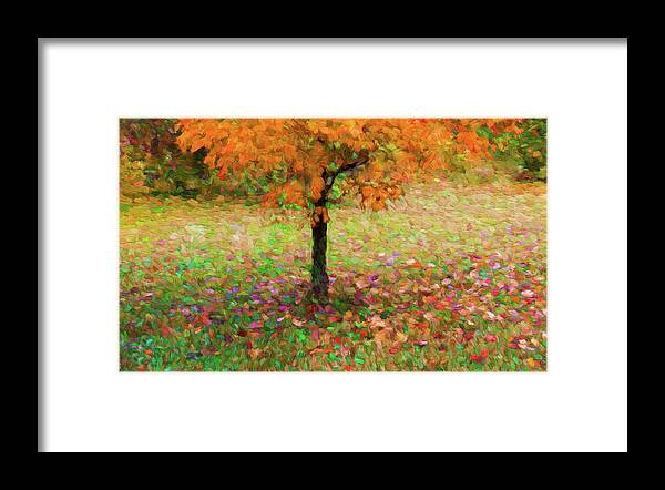 Fall Colors Framed Print featuring the digital art Rainbow Tree Impression by Kevin Lane