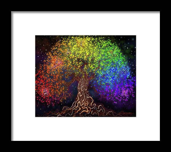 Rainbow Framed Print featuring the digital art Rainbow Tree of Life by Kevin Middleton
