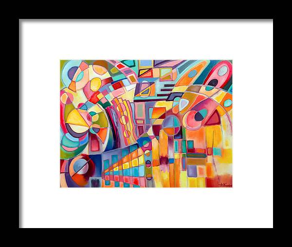 Abstract Framed Print featuring the painting Rainmakers Dance by Jason Williamson