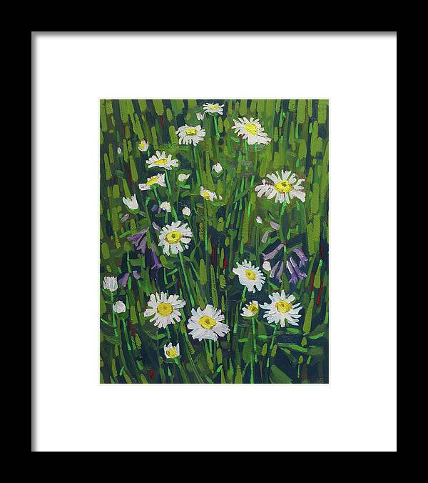 2671 Framed Print featuring the painting Rainy Day Daisies by Phil Chadwick