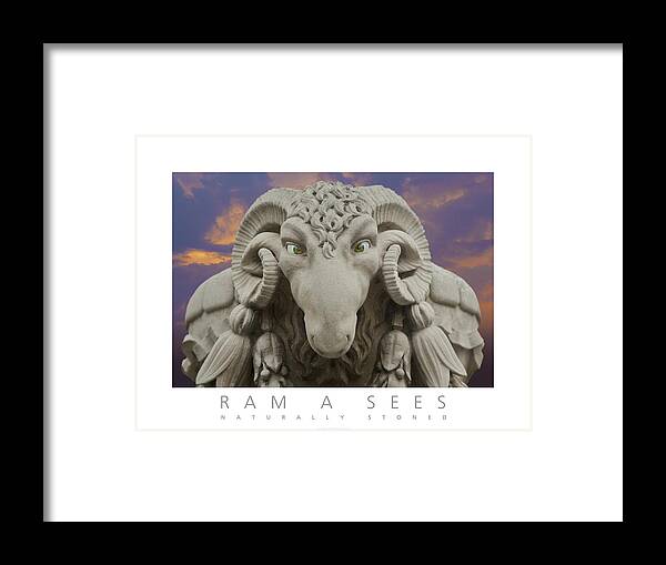 Ram Framed Print featuring the digital art Ram A Sees Naturally Stoned Poster by David Davies