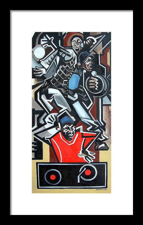 Hip-hop Rap Music Framed Print featuring the painting Rapper Three-Lite by Martel Chapman