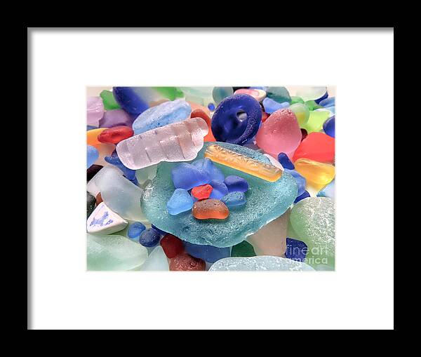 Sea Glass Framed Print featuring the photograph Rare trinkets by Janice Drew