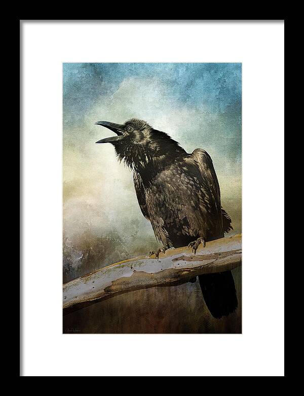 Raven Framed Print featuring the digital art Raven Call by Nicole Wilde