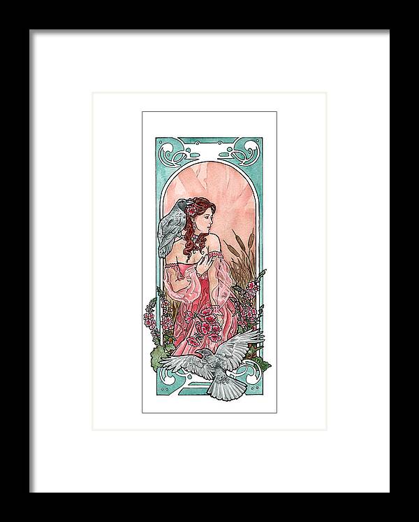 Crow Framed Print featuring the painting Raven Maiden by Tiffany DiGiacomo