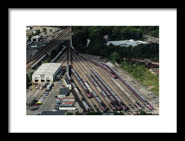 Readville Yard Framed Print featuring the photograph Readville Yard Rail Yard Aerial by David Oppenheimer