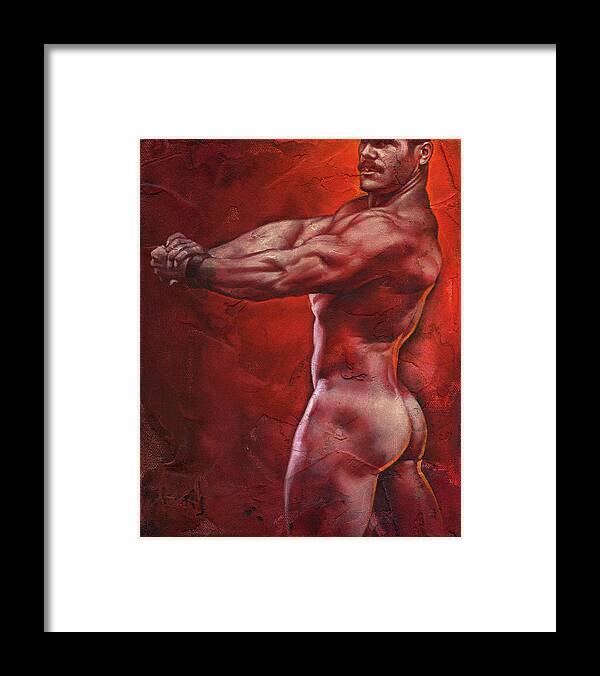 Male Framed Print featuring the painting Ready by Chris Lopez