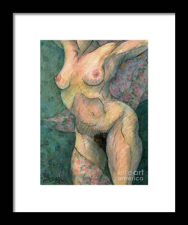 Realistic Framed Print featuring the painting realistic figure paintings - Woman in the Wind by Sharon Hudson