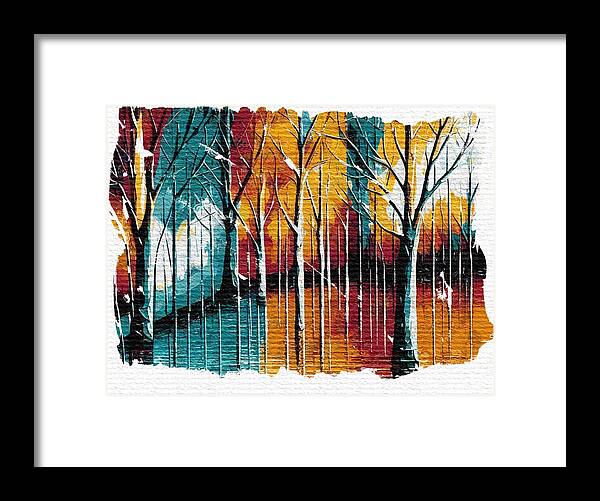 Rebound Framed Print featuring the mixed media Rebound Art No2 - colorful forest by Bonnie Bruno
