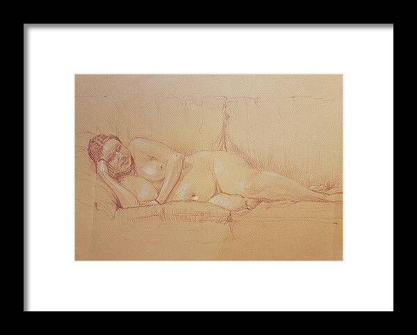 Nude Framed Print featuring the drawing Reclining Nude by James Andrews