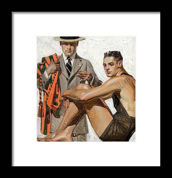 Leyendecker Framed Print featuring the drawing Record Time Cool Summer Comfort House of Kuppenheimer ad c by JC Leyendecker American