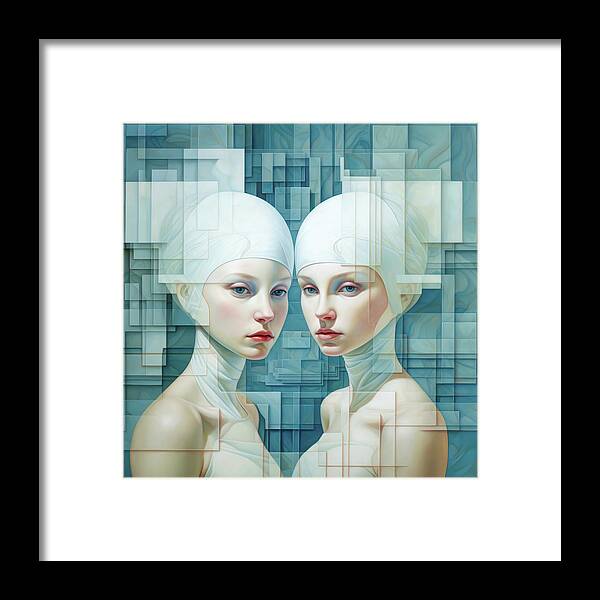 Woman Framed Print featuring the digital art Recursive Self 03 by Matthias Hauser