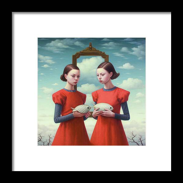 Twins Framed Print featuring the digital art Recursive Self 06 by Matthias Hauser