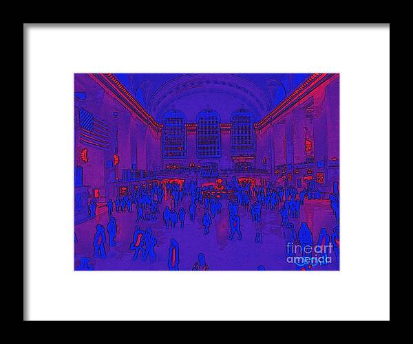 New York City Framed Print featuring the painting Red and Blue Grand Central Station, NYC by C E Dill