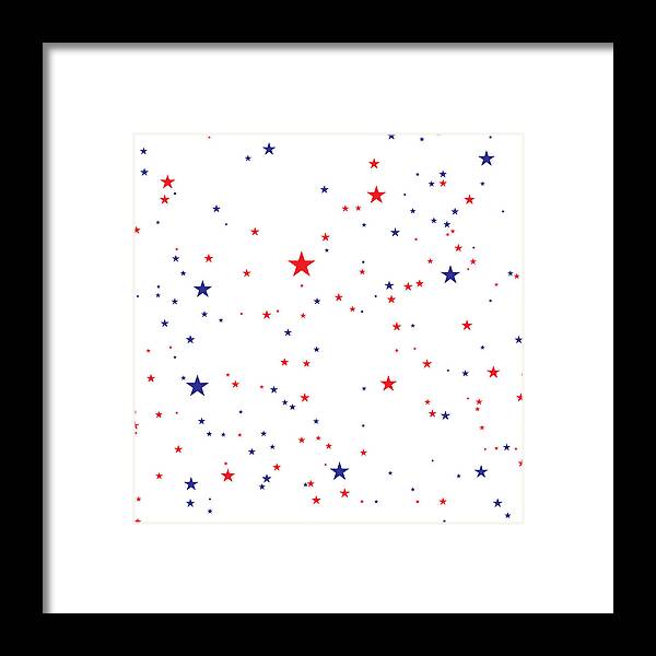 Particle Framed Print featuring the drawing Red And Blue Stars by Amtitus