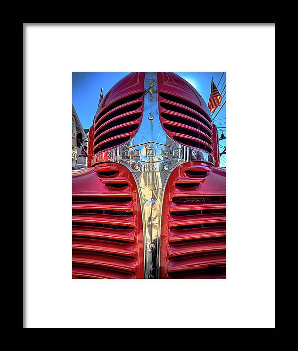 Fire Framed Print featuring the photograph Red and Chrome truck by Jim Feldman