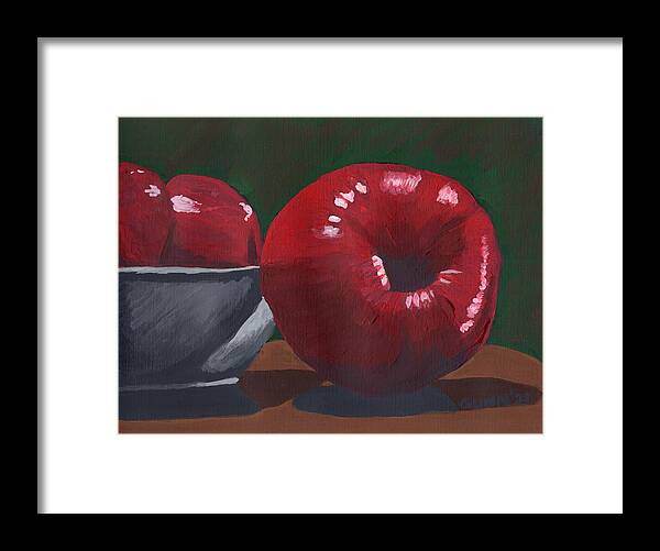 Apples Framed Print featuring the painting Red Apples1 by Katrina Gunn