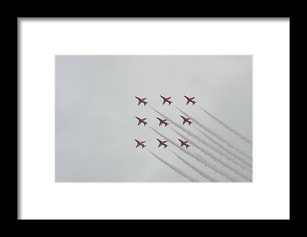 21st Century Framed Print featuring the photograph Red Arrows Diamond 9 by Gordon James