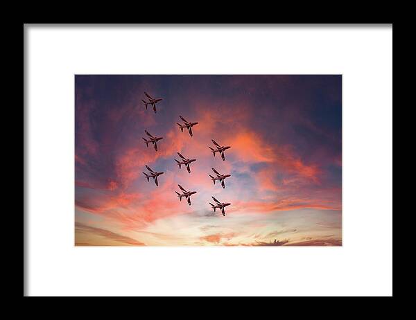 Eastbourne International Airshow Framed Print featuring the photograph Red Arrows over Eastbourne by Andrew Lalchan