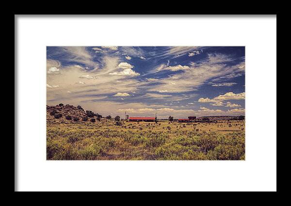 New Mexico Framed Print featuring the photograph Red Barn by Route 66 New Mexico by David Smith