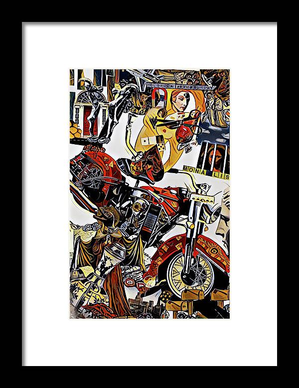 Red Framed Print featuring the mixed media Red Biker Momma by Debra Amerson