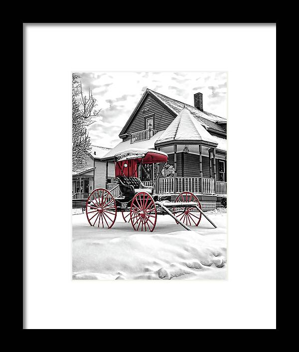 Horse Drawn Carriage Framed Print featuring the photograph Red Buggy At Olmsted Falls - 2 by Mark Madere