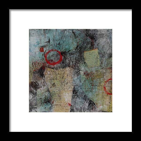 Mixed-media Collage Framed Print featuring the mixed media Red Circle by Chris Burton