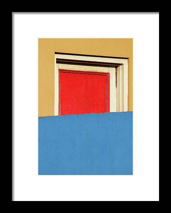 Red Door Framed Print featuring the photograph Red Door and Colored Walls by Prakash Ghai