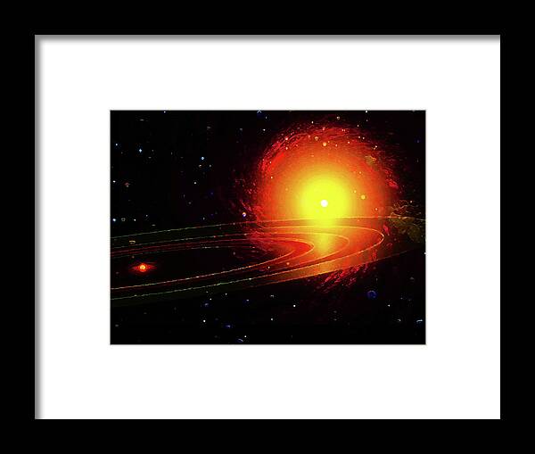  Framed Print featuring the digital art Red Dwarf, Yellow Giant Outer Space Background by Don White Artdreamer