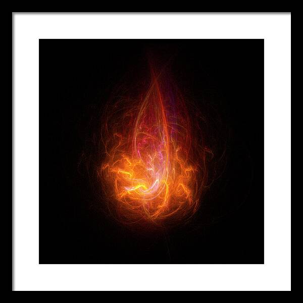 Rick Drent Framed Print featuring the digital art Red Flame by Rick Drent