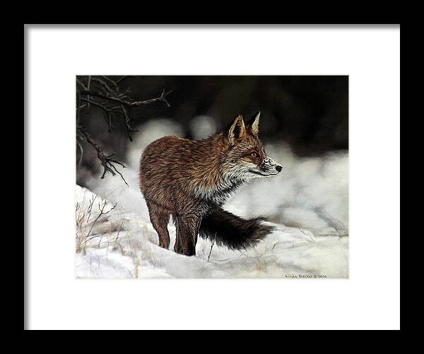 Animal Framed Print featuring the painting Red Fox by Linda Becker