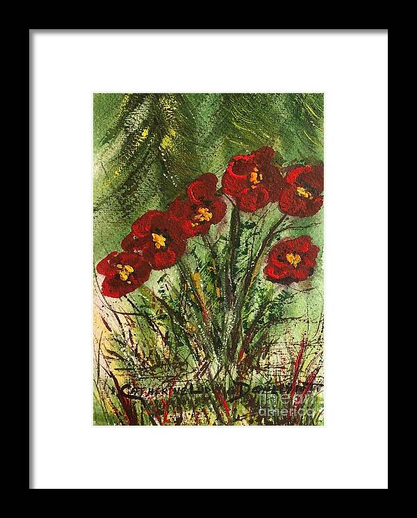 Plant Framed Print featuring the painting Red Hibiscus in Mixed Media by Catherine Ludwig Donleycott