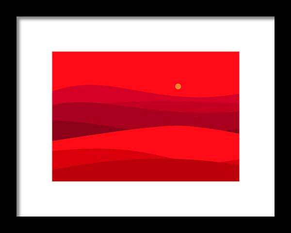 Red Hills Framed Print featuring the digital art Red Hills by Val Arie