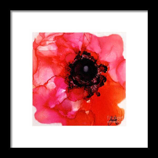 Framed Print featuring the painting Red Hot Poppy by Daniela Easter