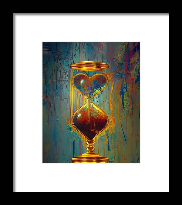Digital Framed Print featuring the digital art Red Hourglass by Beverly Read