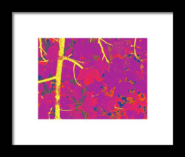 Memphis Framed Print featuring the digital art Red Leaves On Green by David Desautel