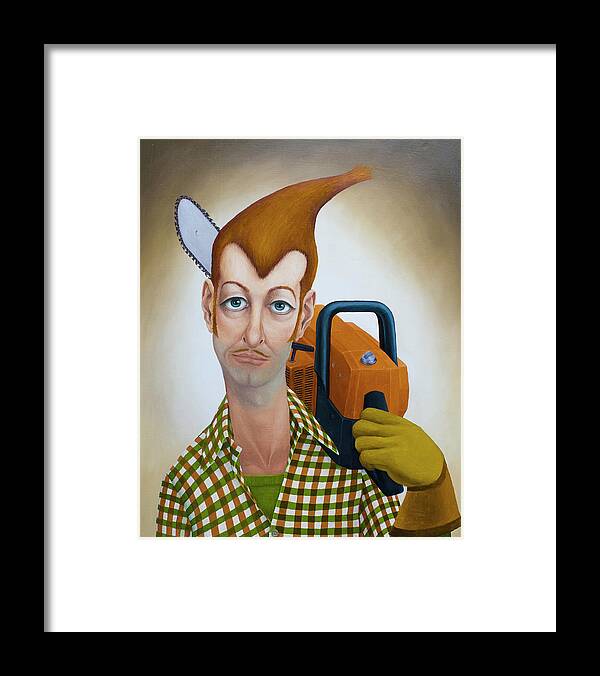 Lumber Jack Framed Print featuring the painting Red Mamooski by Hone Williams