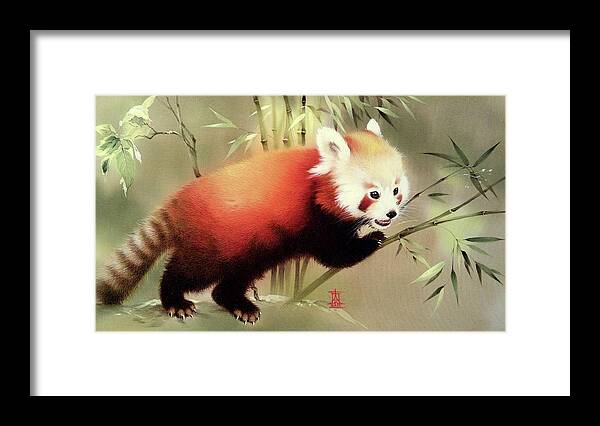 Russian Artists New Wave Framed Print featuring the painting Red Panda by Alina Oseeva