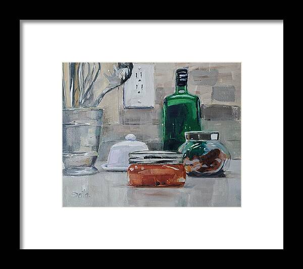 Still Life Framed Print featuring the painting Red Pepper Jelly by Sheila Romard