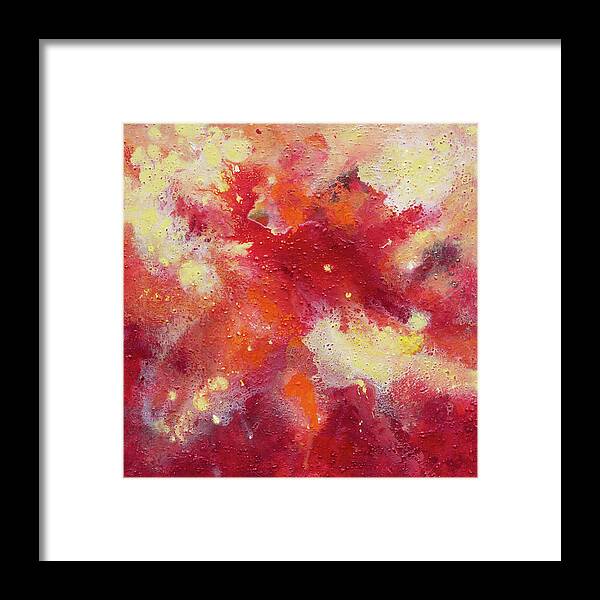 Abstract Framed Print featuring the painting Red Rapture by Maria Meester